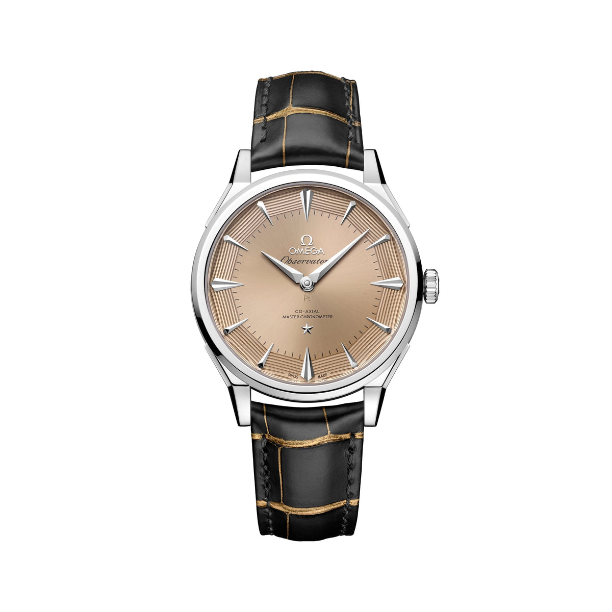 Constellation Observatory Platinum Gold 39.4mm - Yellow on Leather Strap