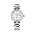 De Ville Ladymatic 34mm - White, Mother-of-Pearl w/ Diamonds and Diamond Bezel on Bracelet