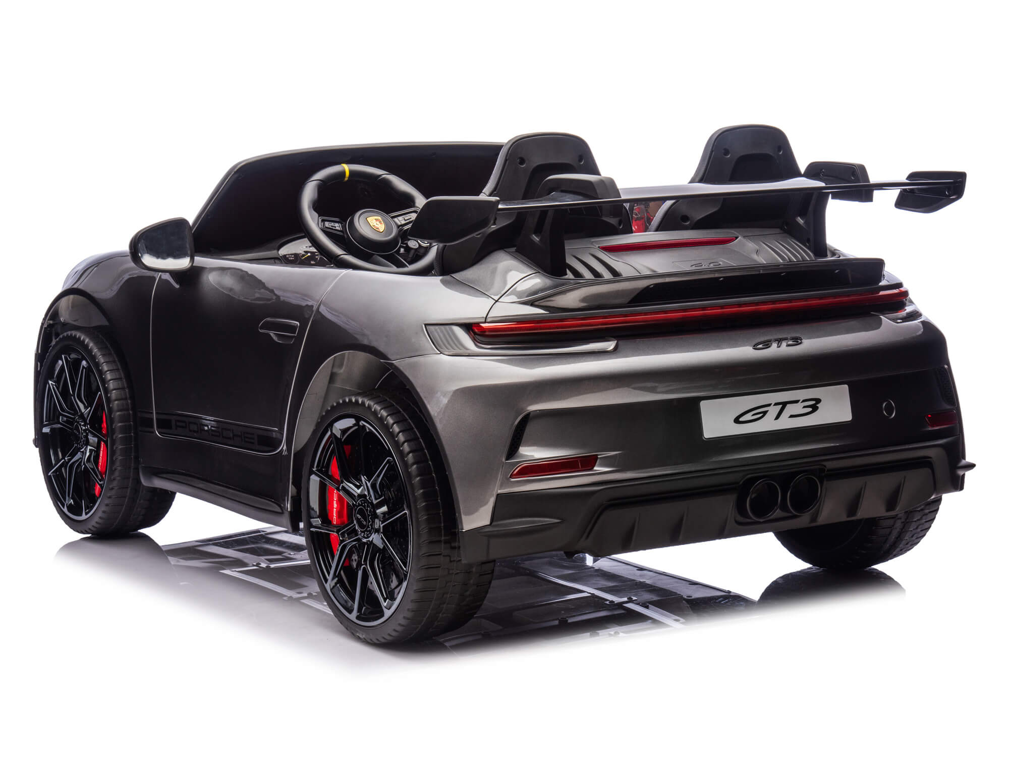 24V Porsche 911 GT3 Kids 2-Seater Ride On Car - Gray