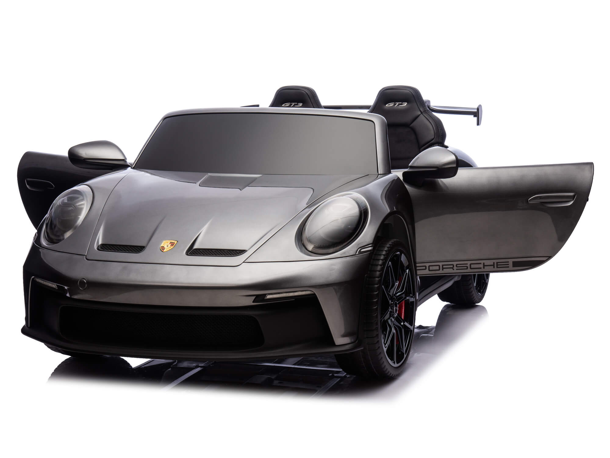 24V Porsche 911 GT3 Kids 2-Seater Ride On Car - Gray