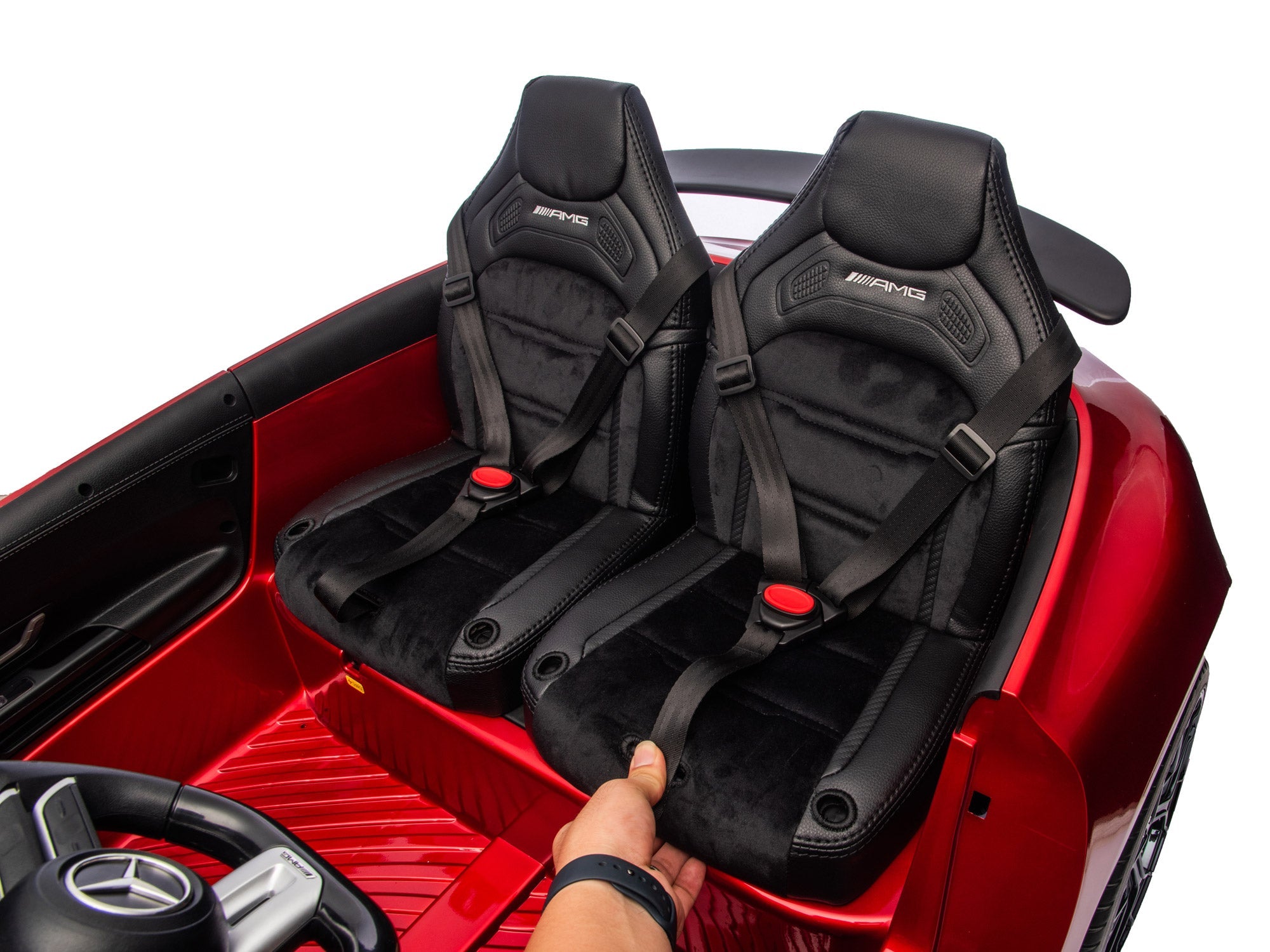 24V Mercedes AMG GT 63 Kids 2-Seater Ride On-Car - Burgundy