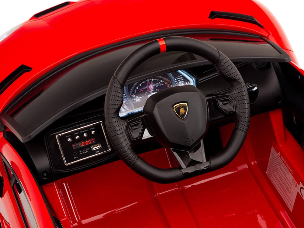 12V Lamborghini Aventador SVJ Kids Ride On Sports Car with Remote - Red