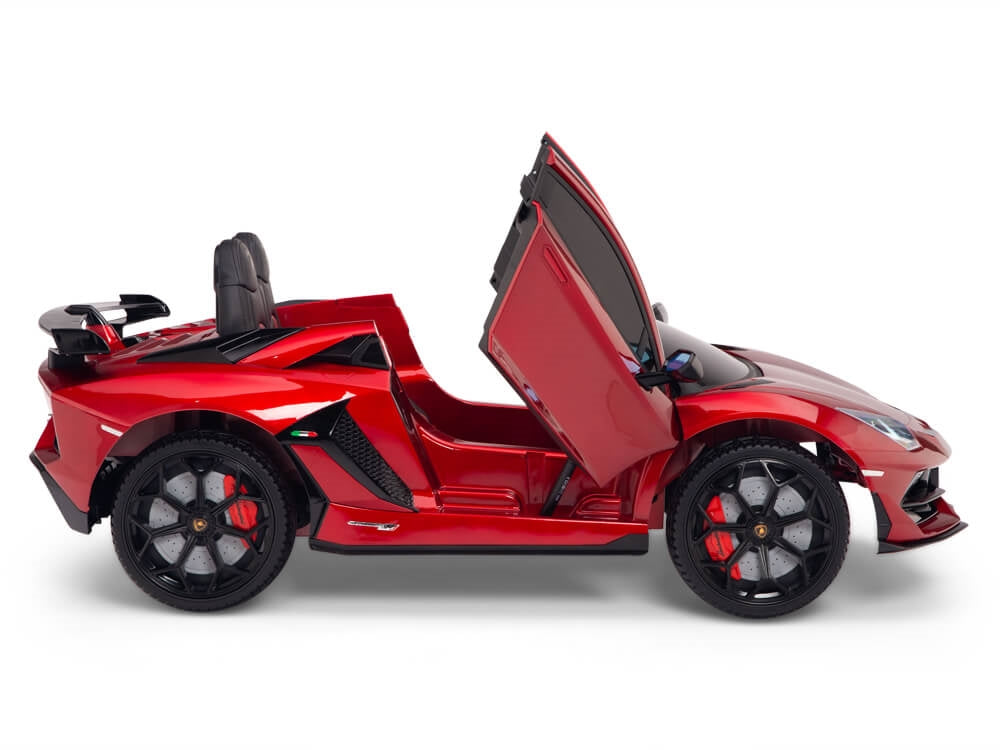 12V Lamborghini Aventador SVJ Kids Ride On Sports Car with Remote - Painted Burgundy
