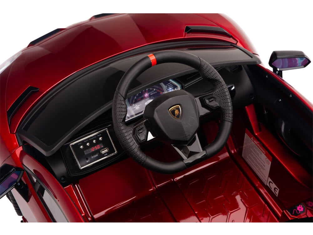 12V Lamborghini Aventador SVJ Kids Ride On Sports Car with Remote - Painted Burgundy