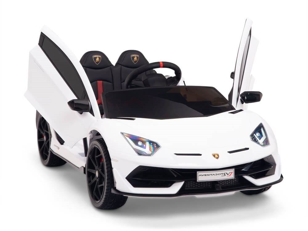 12V Lamborghini Aventador SVJ Kids Ride On Sports Car with Remote - White