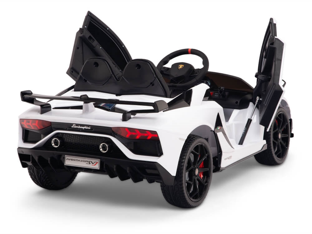 12V Lamborghini Aventador SVJ Kids Ride On Sports Car with Remote - White