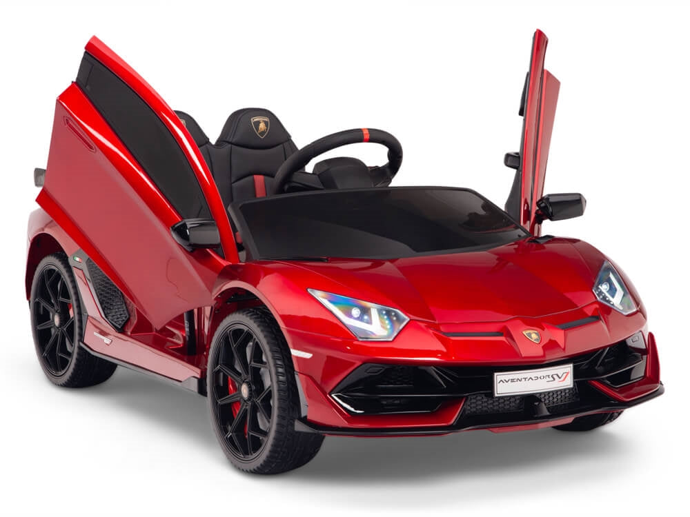 12V Lamborghini Aventador SVJ Kids Ride On Sports Car with Remote - Painted Burgundy