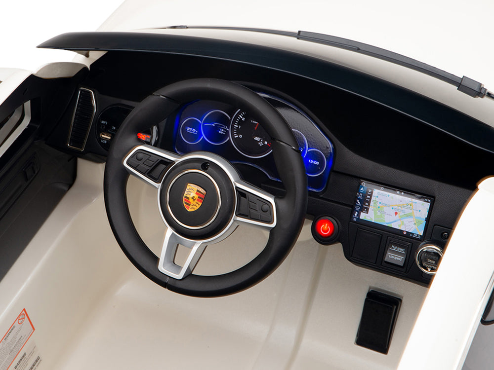 12V Porsche Cayenne Kids Electric Ride On Car with Remote Control - White