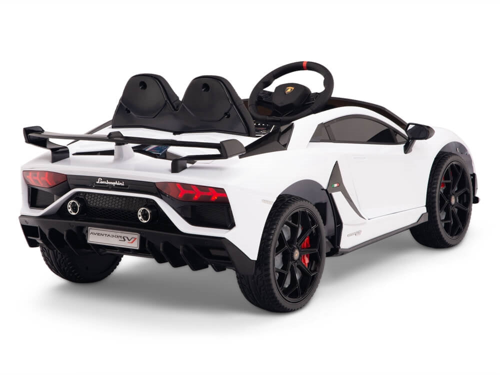 12V Lamborghini Aventador SVJ Kids Ride On Sports Car with Remote - White