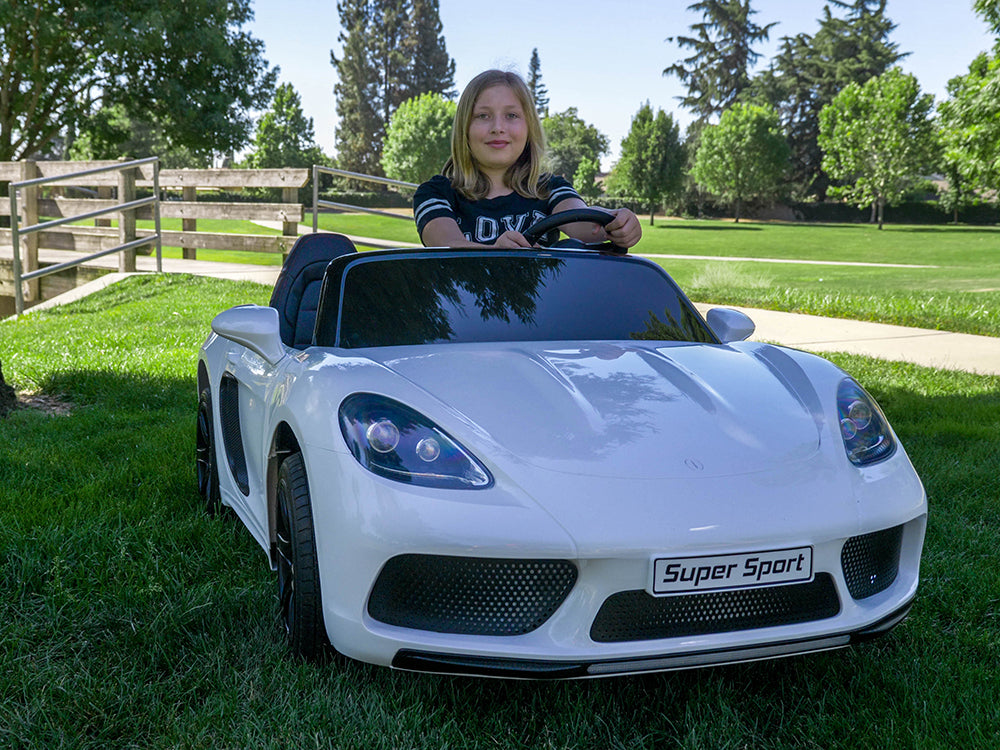 24V Super Sport GT Kids Ride On Car - White