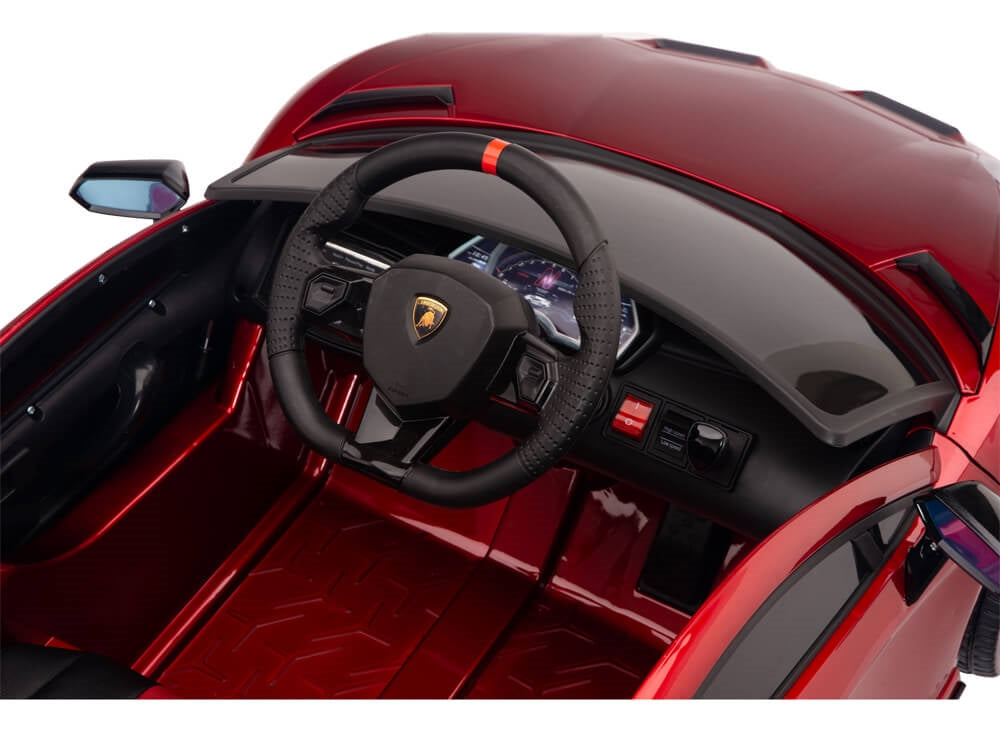 12V Lamborghini Aventador SVJ Kids Ride On Sports Car with Remote - Painted Burgundy