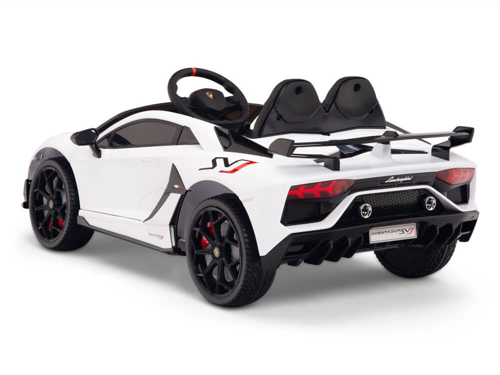 12V Lamborghini Aventador SVJ Kids Ride On Sports Car with Remote - White