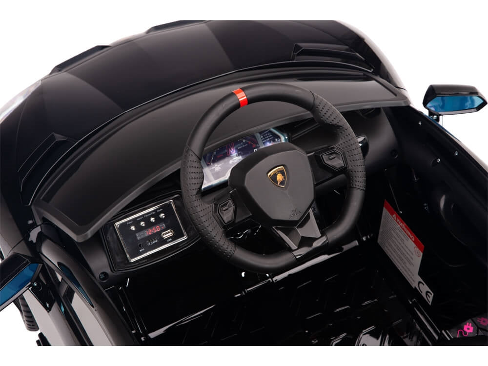 12V Lamborghini Aventador SVJ Kids Ride On Sports Car with Remote - Painted Black