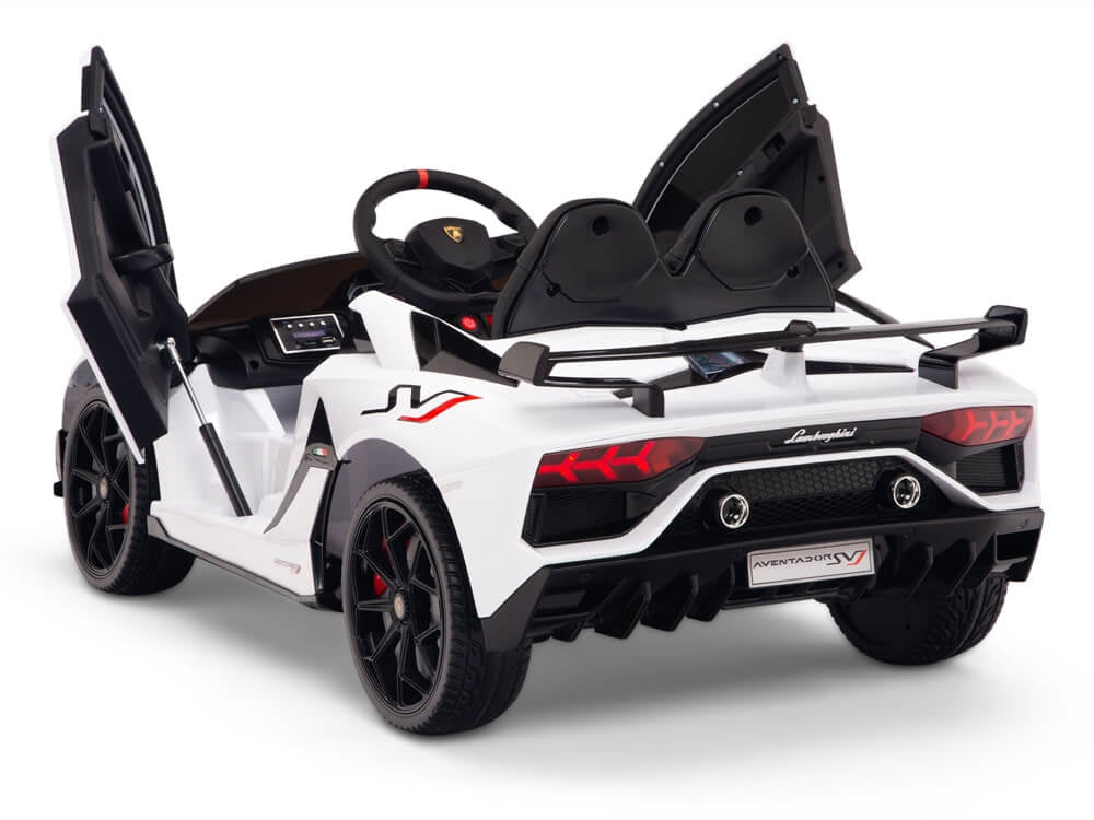 12V Lamborghini Aventador SVJ Kids Ride On Sports Car with Remote - White