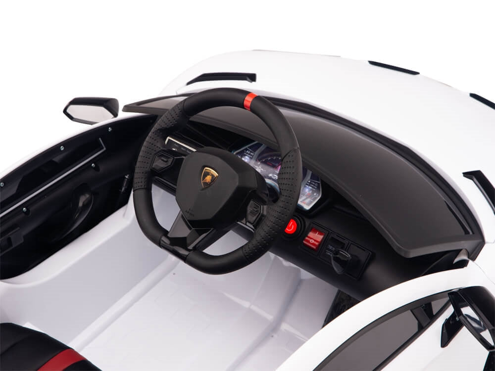 12V Lamborghini Aventador SVJ Kids Ride On Sports Car with Remote - White